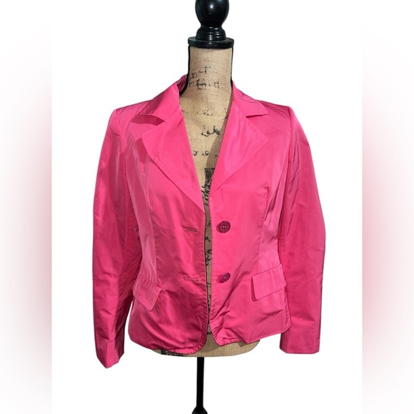 Max Mara Pink Cropped Silk Blend‎ Jacket Made In Italy Size 10 - Picture 1 of 9